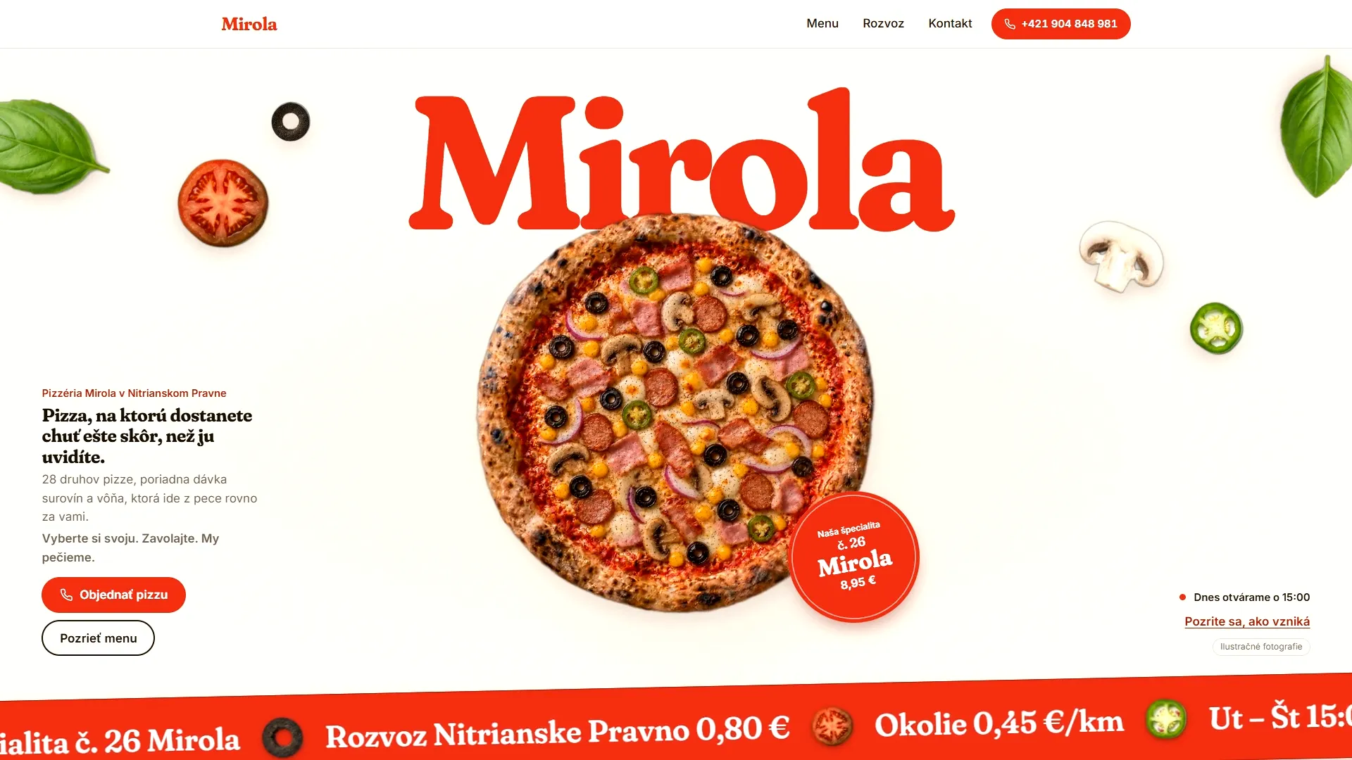 Náhľad webu Pizzéria Mirola